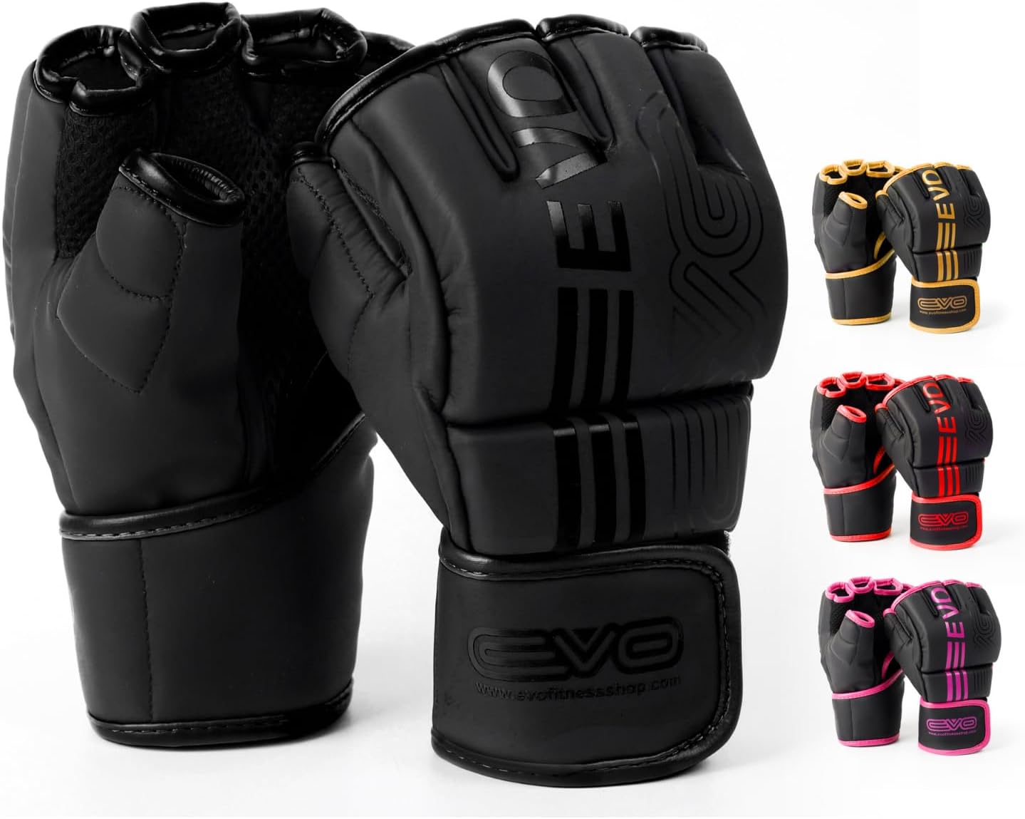 EVO Fitness Predator Series Black MMA Gloves