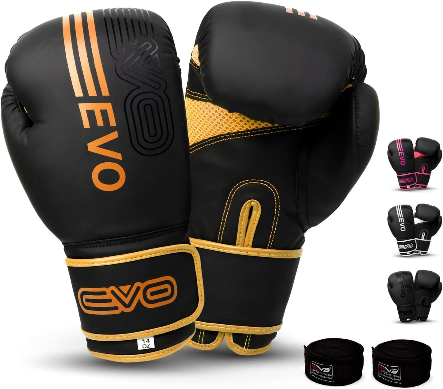 EVO Fitness Predator Series Golden Boxing Gloves