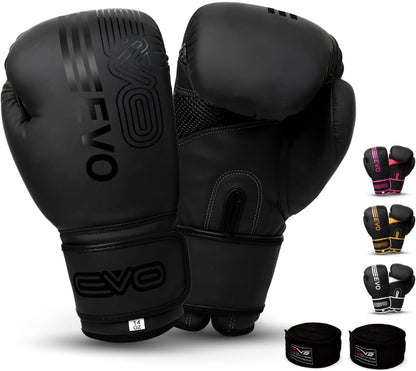 EVO Fitness Predator Series Black Boxing Gloves