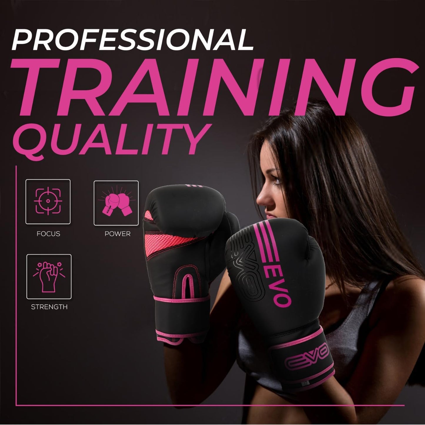 EVO Fitness Predator Series Pink Boxing Gloves