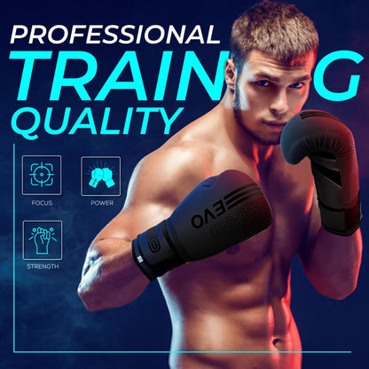 EVO Fitness Predator Series Black Boxing Gloves