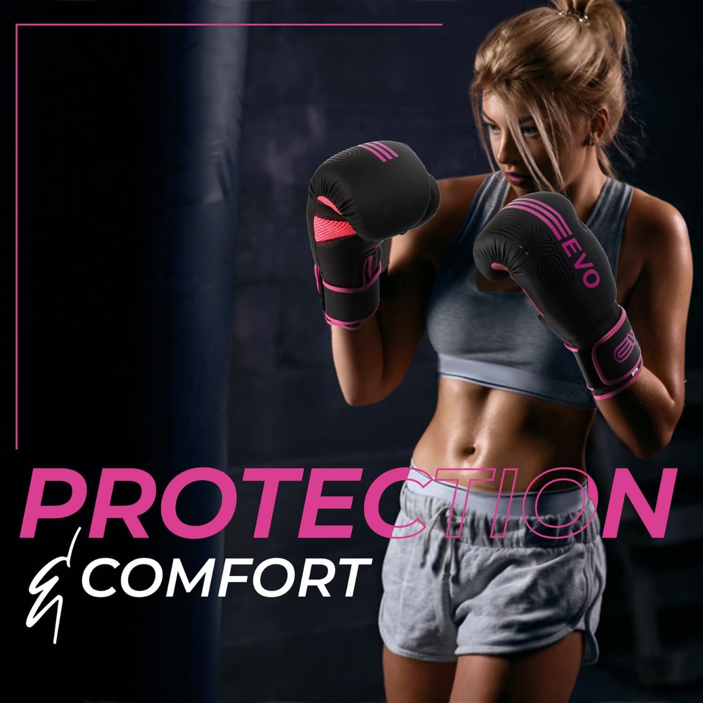 EVO Fitness Predator Series Pink Boxing Gloves