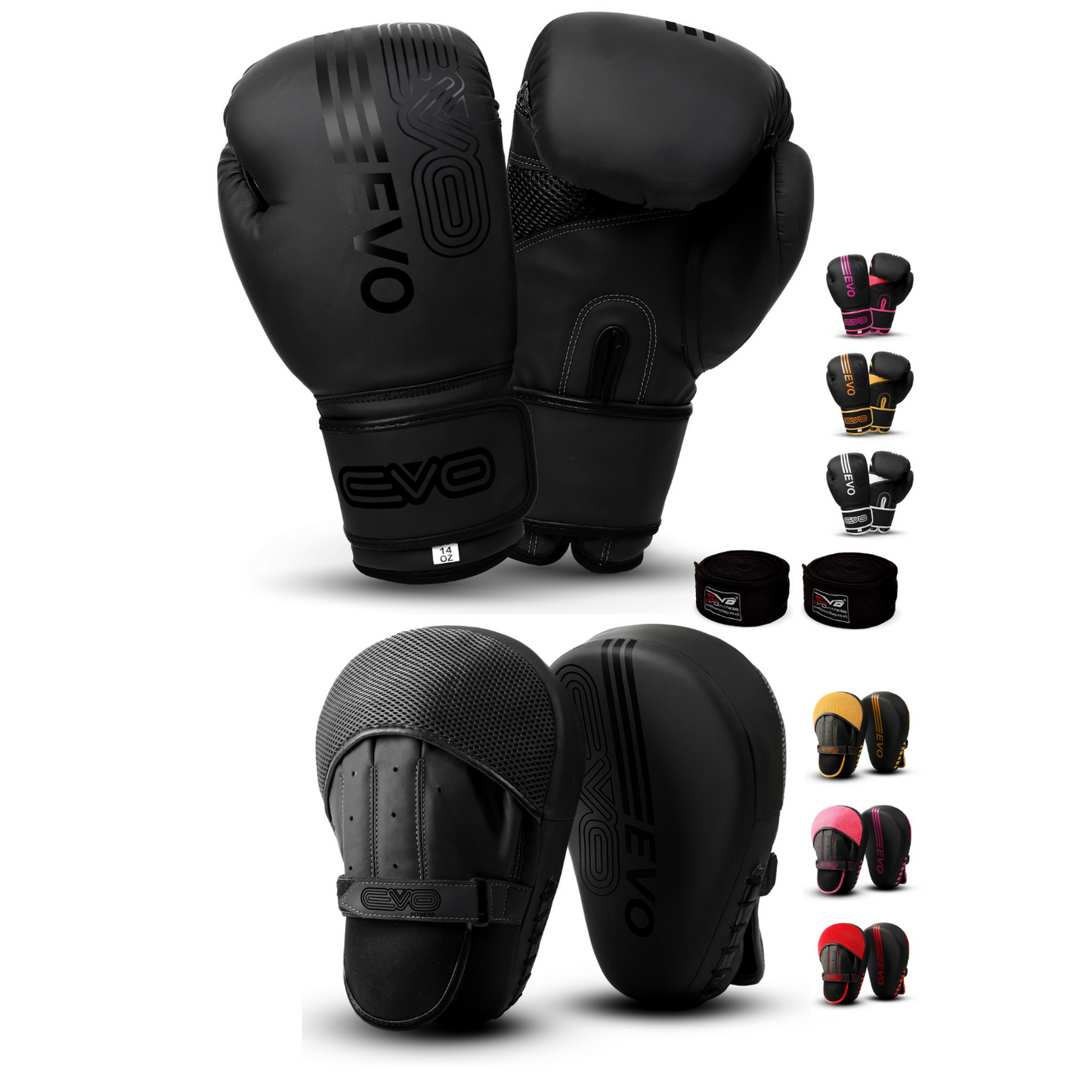 EVO Fitness Black Boxing Gloves and Focus Pads Deal