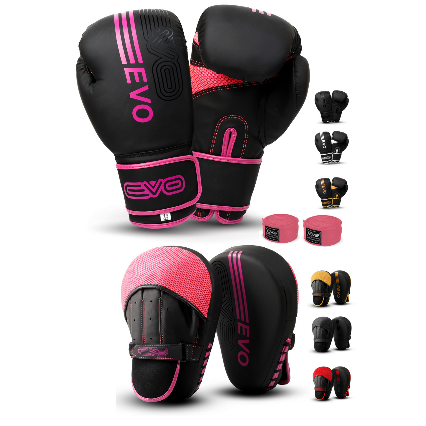 EVO Fitness Pink Boxing Gloves and Focus Pads Deal