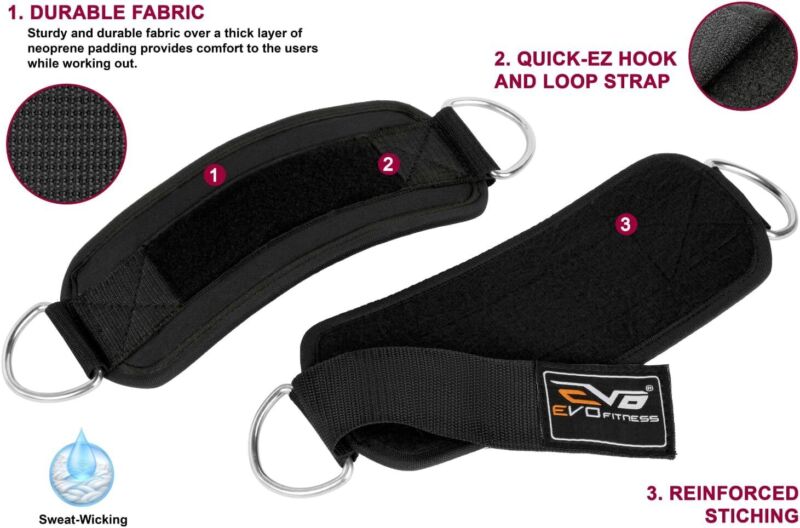 EVO Fitness Gym Ankle Cuffs (Pair)