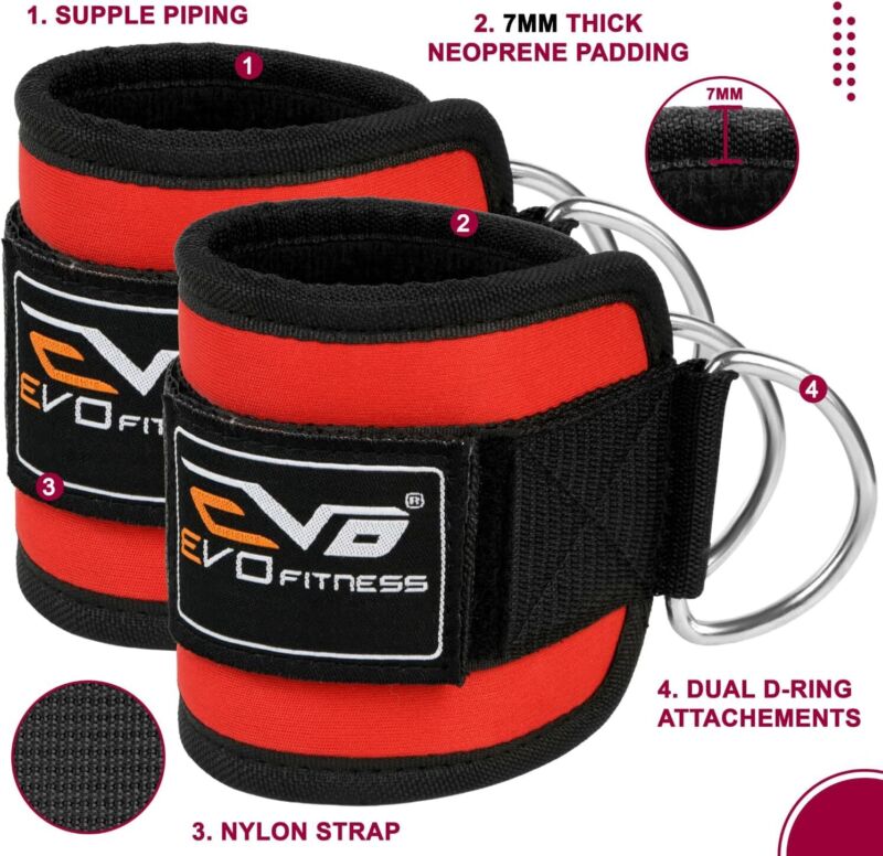 EVO Fitness Gym Ankle Cuffs (Pair)